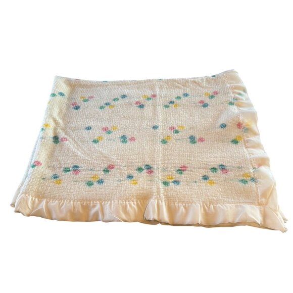 Baby Morgan Vintage Cozy 100% Orlon Balloon Print Satin Edge Made in USA - Picture 11 of 11